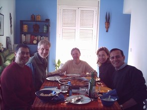 Jordi, John N and Jill Thompson, Myriam and Pedro at Jordi's for a paella