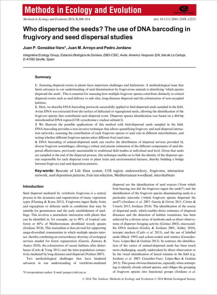 First page of González-Varo et al. 2014